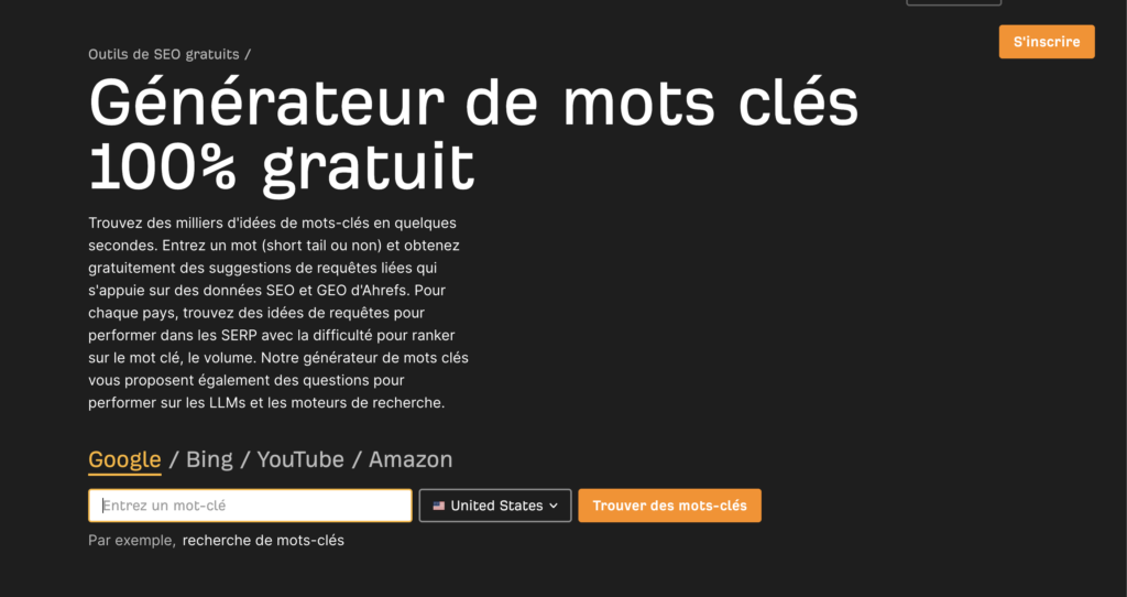&Eacute;tude de mots-cl&eacute;s avec Ahrefs